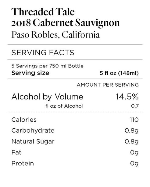Threaded Tale 2018 Cabernet Sauvignon Paso Robles, California