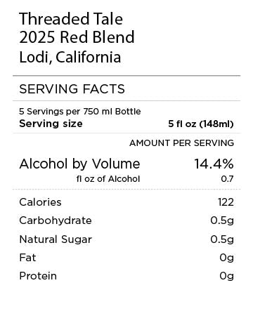 Threaded Tale Red Blend Serving Facts