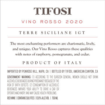 Tifosi 2020 Vino Rosso Terre Siciliane IGT, Italy