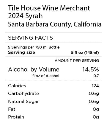 Tile House Syrah Serving Facts