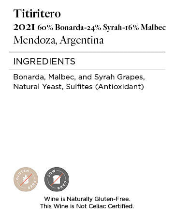 Titiritero 2021 Bonarda – Syrah – Malbec Mendoza, Argentina