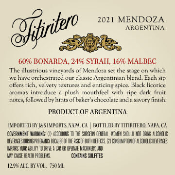 Titiritero 2021 Bonarda – Syrah – Malbec Mendoza, Argentina