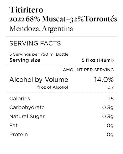 Titiritero 2022 Muscat – Torrontés Mendoza, Argentina