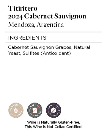 Titiritero 2024 Cabernet Sauvignon Ingredients