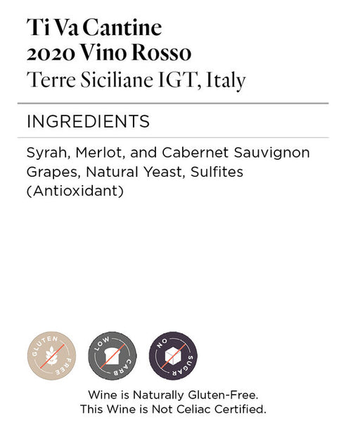 Ti Va Cantine 2020 Vino Rosso Terre Siciliane IGT, Italy