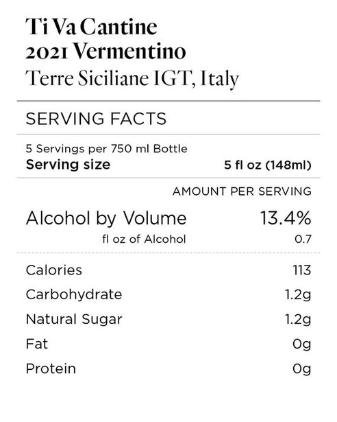 Ti Va Cantine 2021 Vermentino Terre Siciliane IGT, Italy