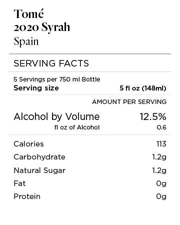 Tomé 2020 Syrah, Spain
