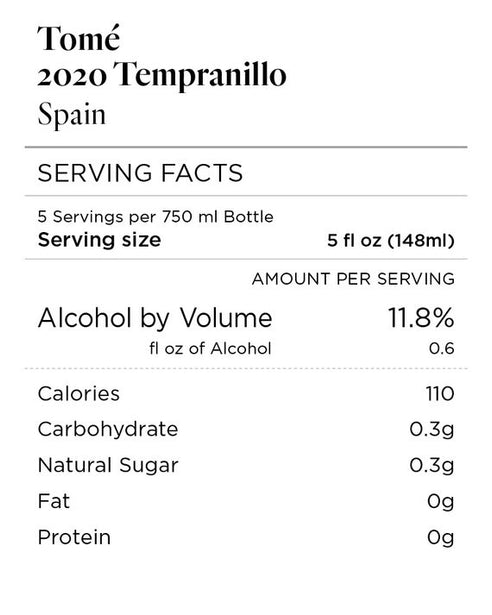 Tomé 2020 Tempranillo, Spain