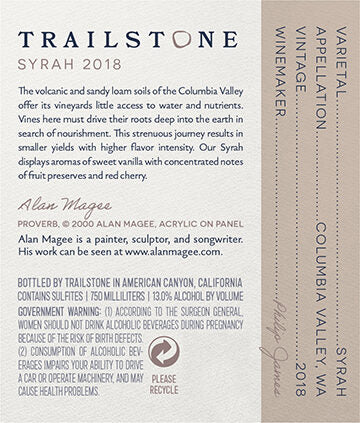 Trailstone 2018 Syrah Columbia Valley, Washington