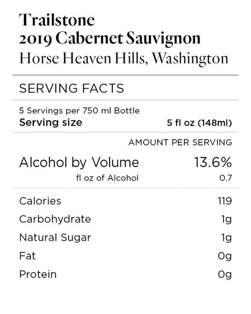 Trailstone 2019 Cabernet Sauvignon Horse Heaven Hills, Washington