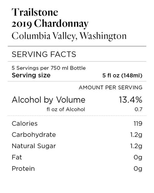 Trailstone 2019 Chardonnay Columbia Valley, Washington