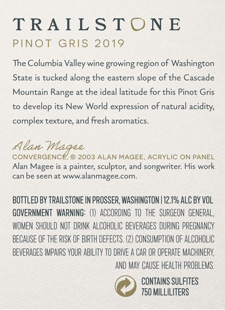 Trailstone 2019 Pinot Gris Columbia Valley, Washington