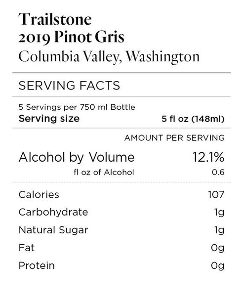 Trailstone 2019 Pinot Gris Columbia Valley, Washington