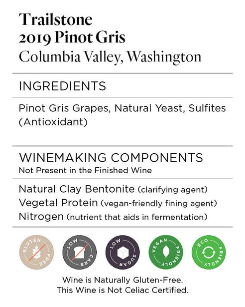 Trailstone 2019 Pinot Gris Columbia Valley, Washington