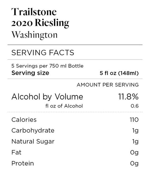 Trailstone 2020 Riesling, Washington