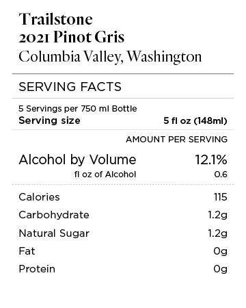Trailstone 2021 Pinot Gris Columbia Valley, Washington