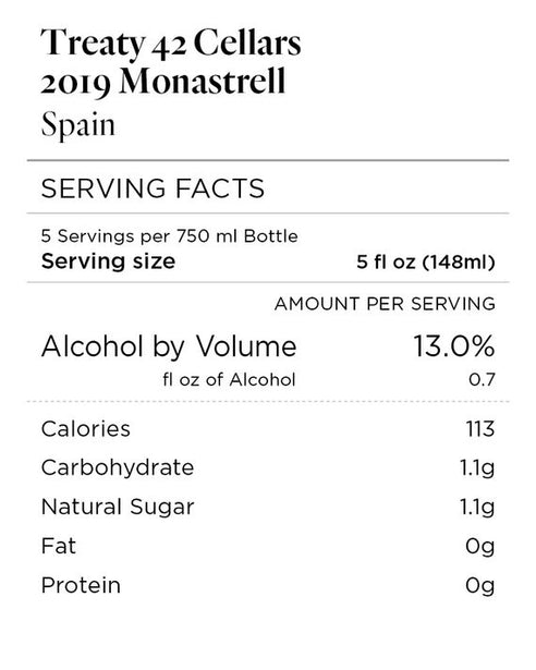 Treaty 42 Cellars 2019 Monastrell Spain