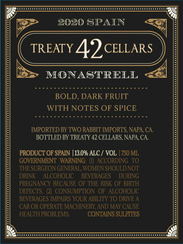 Treaty 42 Cellars 2020 Monastrell, Spain
