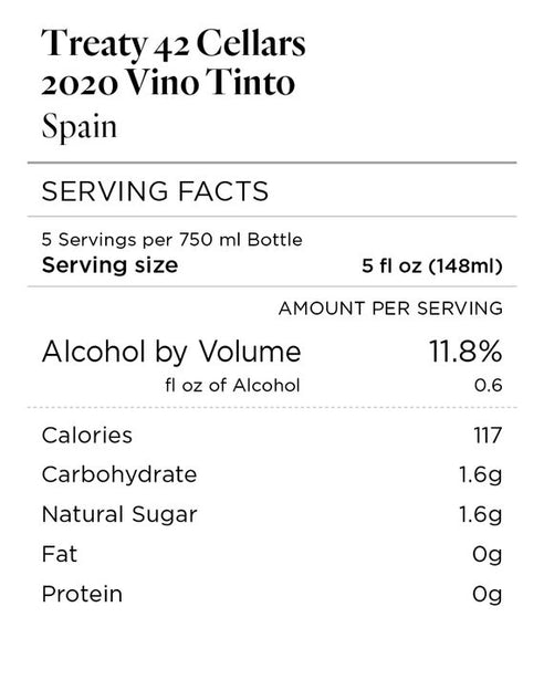 Treaty 42 Cellars 2020 Vino Tinto Spain