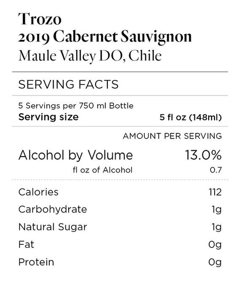 Trozo 2019 Cabernet Sauvignon Maule Valley DO, Chile