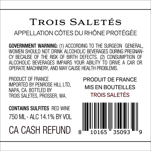 Trois Saletés 2022 Côtes du Rhône Côtes du Rhône, France
