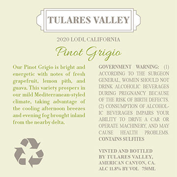 Tulares Valley 2020 Pinot Grigio Lodi, California