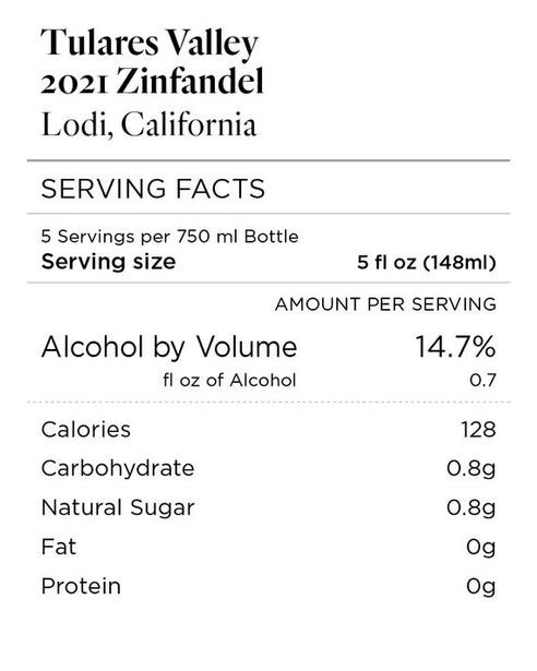 Tulares Valley 2021 Zinfandel Lodi, California