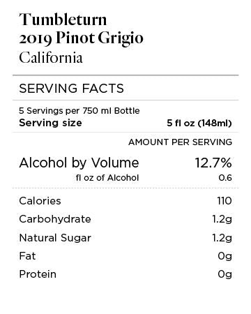 Tumbleturn 2019 Pinot Grigio, California