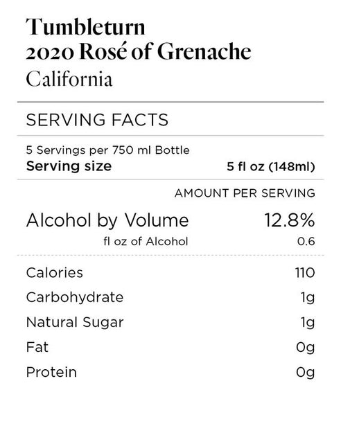 Tumbleturn 2020 Rosé of Grenache, California