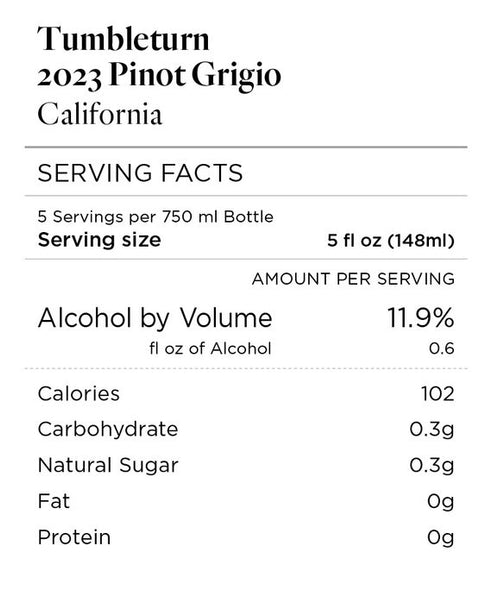 Tumbleturn 2023 Pinot Grigio, California