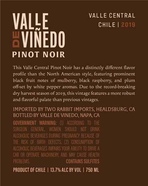 Valle de Viñedo 2019 Pinot Noir Valle Central, Chile