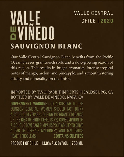 Valle de Viñedo 2020 Sauvignon Blanc Valle Central, Chile