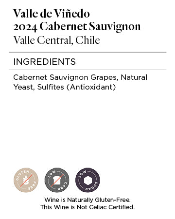 Valle de Viñedo 2024 Cabernet Sauvignon Ingredients