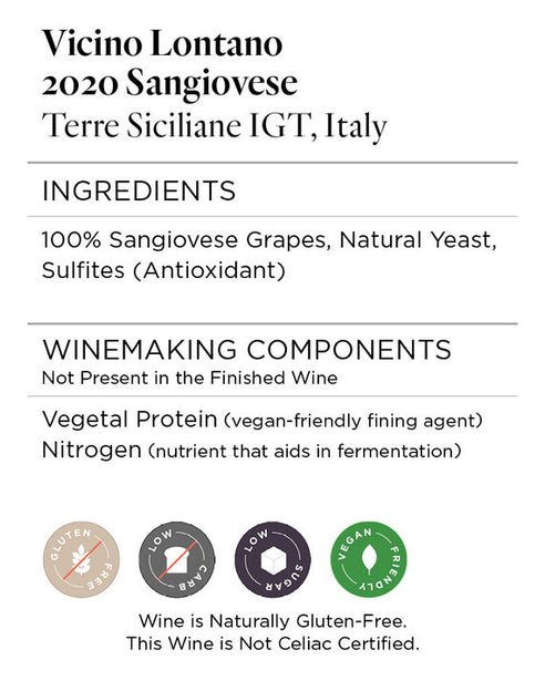 Vicino Lontano 2020 Sangiovese Terre Siciliane IGT, Italy