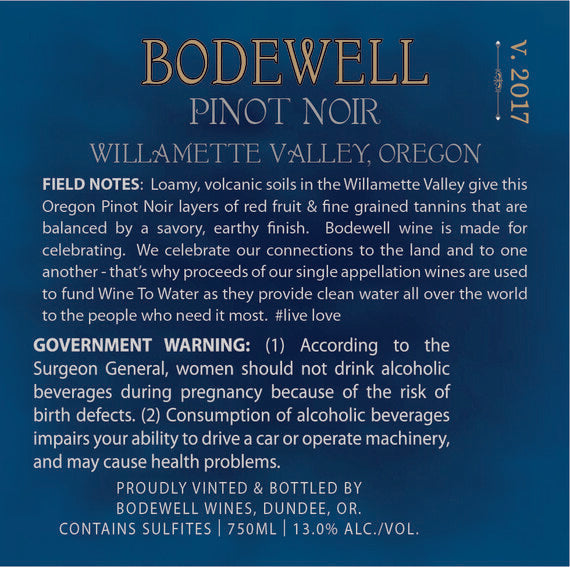 Bodewell 2017 Pinot Noir Willamette Valley, Oregon