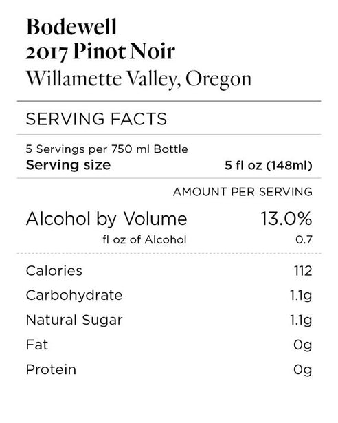 Bodewell 2017 Pinot Noir Willamette Valley, Oregon
