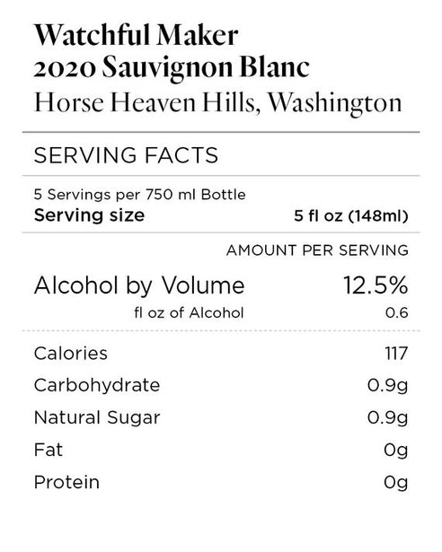 Watchful Maker 2020 Sauvignon Blanc Horse Heaven Hills, Washington