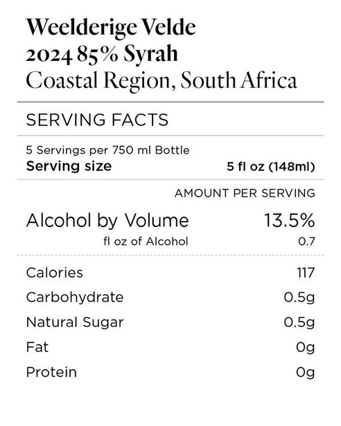 Weelderige Velde 2024 Syrah Coastal Region, South Africa
