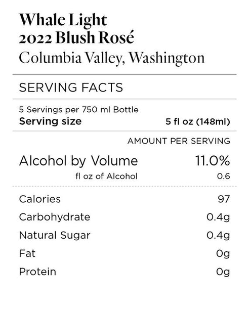Whale Light 2022 Blush Rosé Columbia Valley, Washington