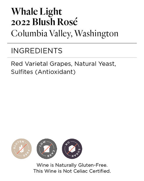 Whale Light 2022 Blush Rosé Columbia Valley, Washington