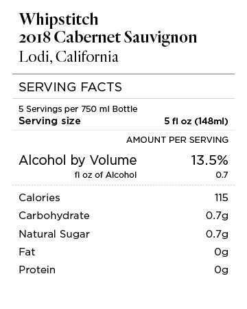 Whipstitch 2018 Cabernet Sauvignon Lodi, California