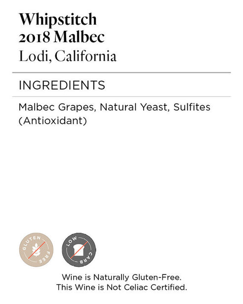 Whipstitch 2018 Malbec Lodi, California