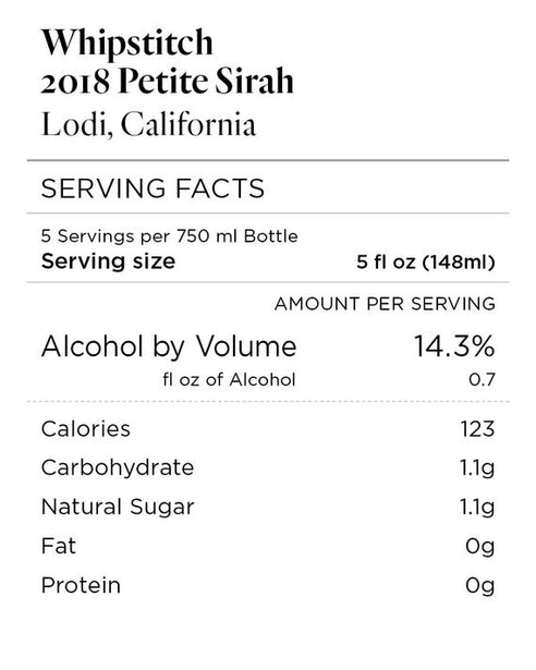 Whipstitch 2018 Petite Sirah Lodi, California