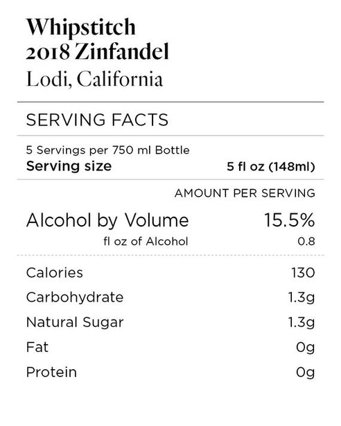 Whipstitch 2018 Zinfandel Lodi, California