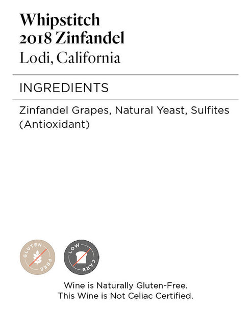 Whipstitch 2018 Zinfandel Lodi, California