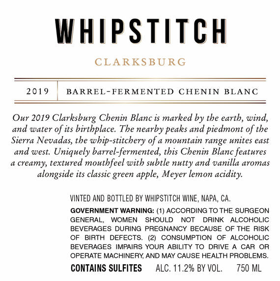 Whipstitch 2019 Chenin Blanc California