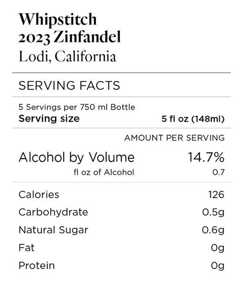Whipstitch 2023 Zinfandel Lodi, California