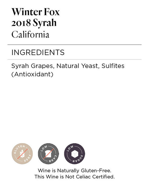 Winter Fox 2018 Syrah California