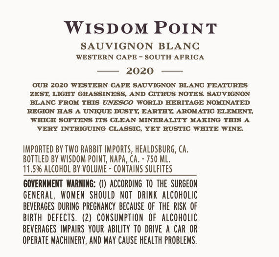 Wisdom Point 2020 Sauvignon Blanc Western Cape, South Africa