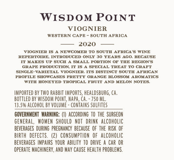 Wisdom Point 2020 Viognier Western Cape, South Africa